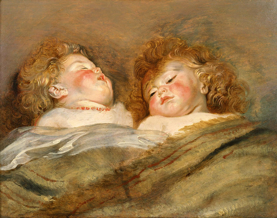Peter Paul Rubens Painting - Two Sleeping Children by Peter Paul Rubens