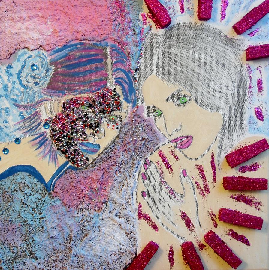 Fantasy Mixed Media - Two Sparkling Females  by Nicole Burrell