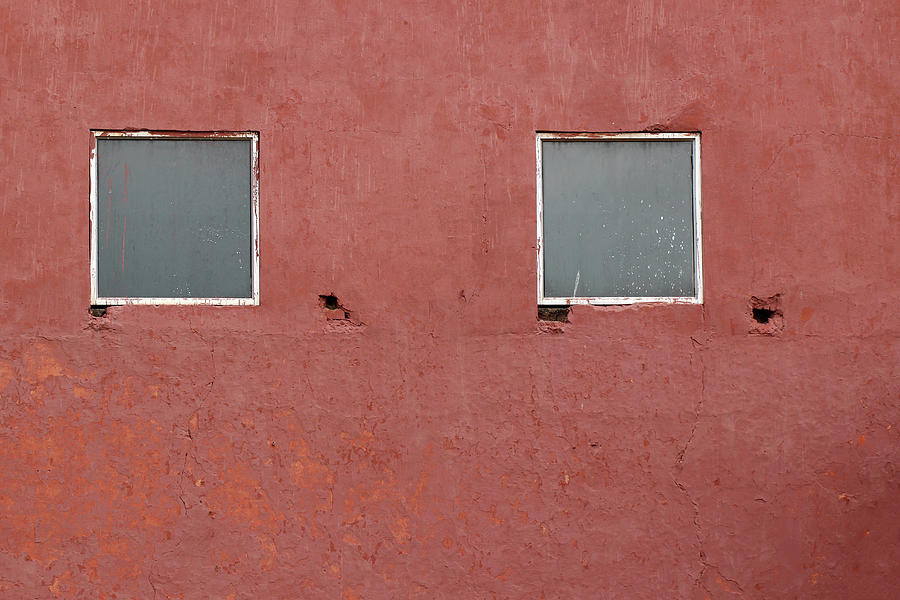 Two Squares on a Red Wall Photograph by Prakash Ghai