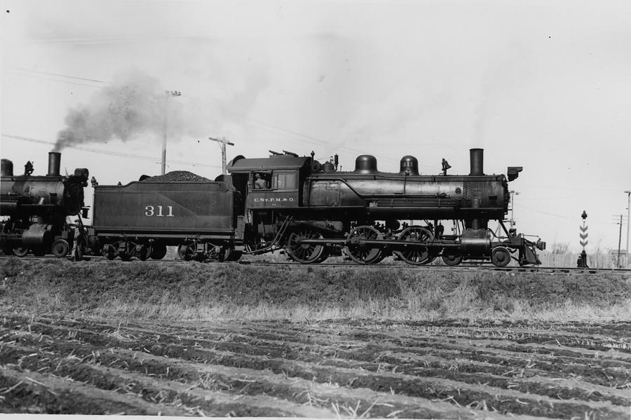 Two Steam Engines Chug Through Nebraska - 1935 Photograph by Chicago and North Western Historical Society