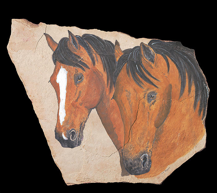 Nature Painting - Two Stone Ponies by Elizabeth Boggeln