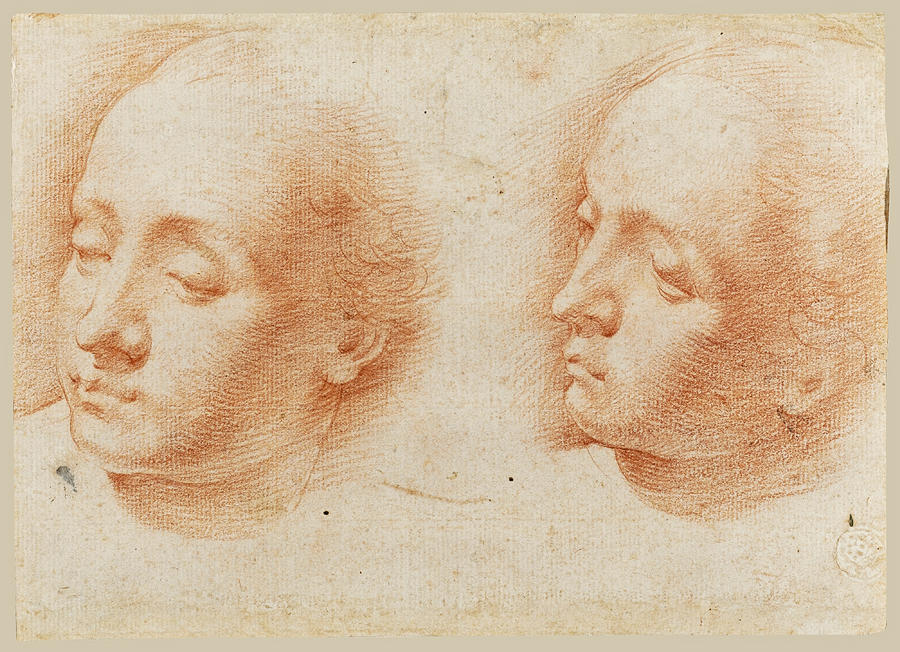 Two studies of a Womans Head Drawing by Alessandro Casolani