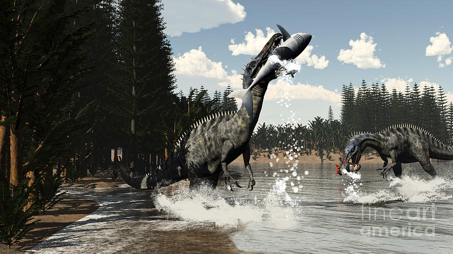 Mesosaurus Dinosaur Jumping by Elena Duvernay
