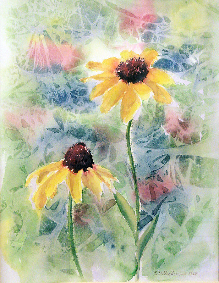 Two Sunflowers Painting by Debbie Lewis