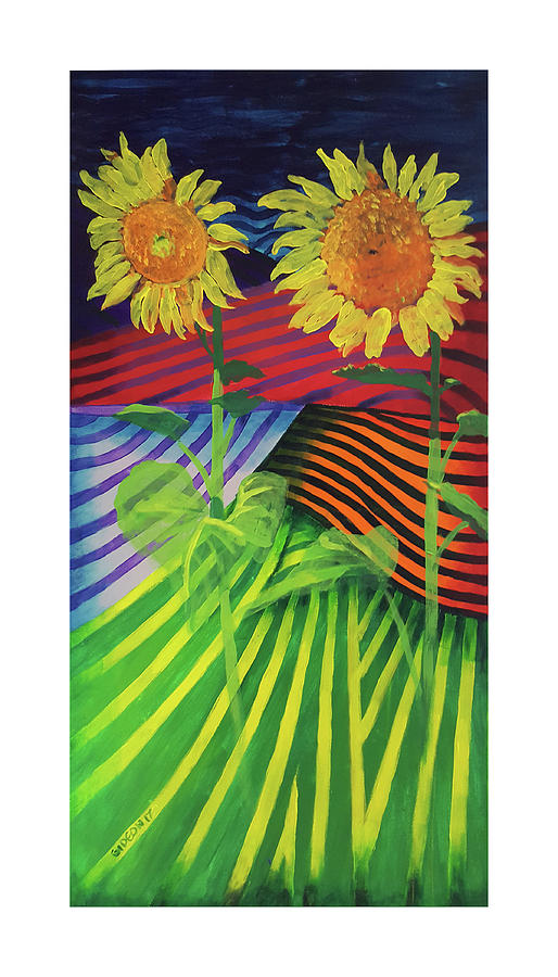Sunflower Painting - Two Sunflowers by Gideon Cohn