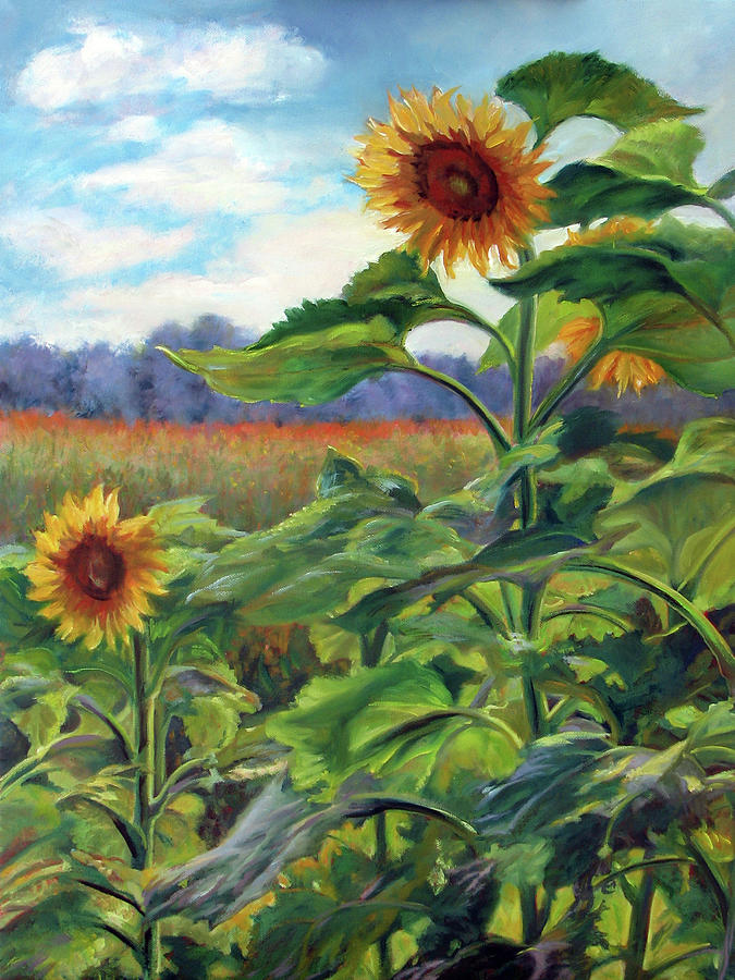 Two Sunflowers Painting by Marie Witte
