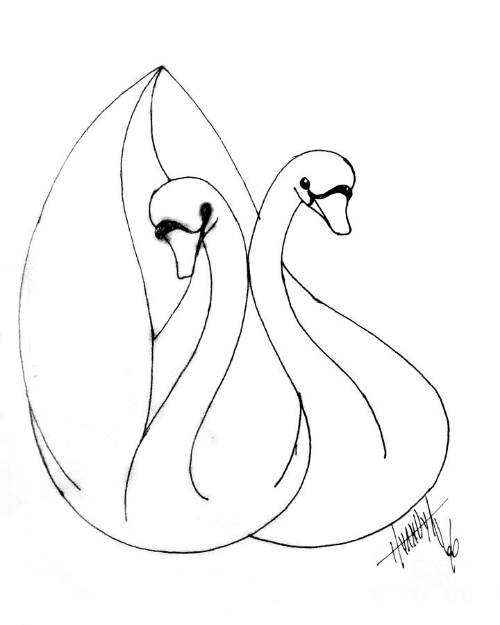 Two Swans I Drawing