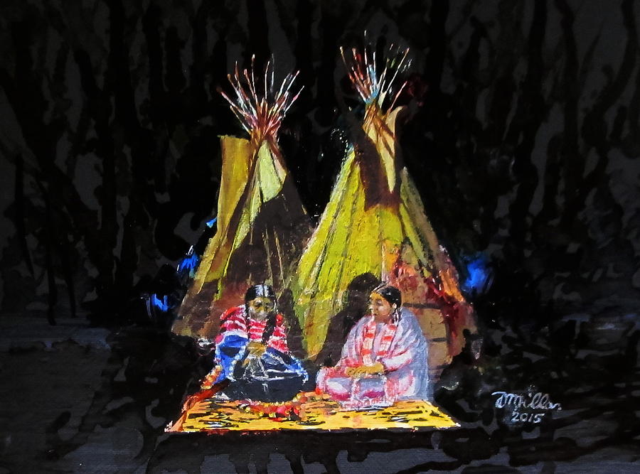 Teepee Painting - Two Teepees by Dennis Millar