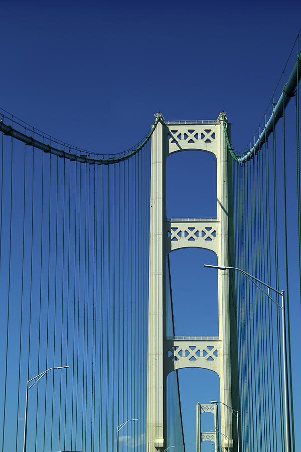 Two Towers Mackinac Bridge Photograph by Mary Bedy