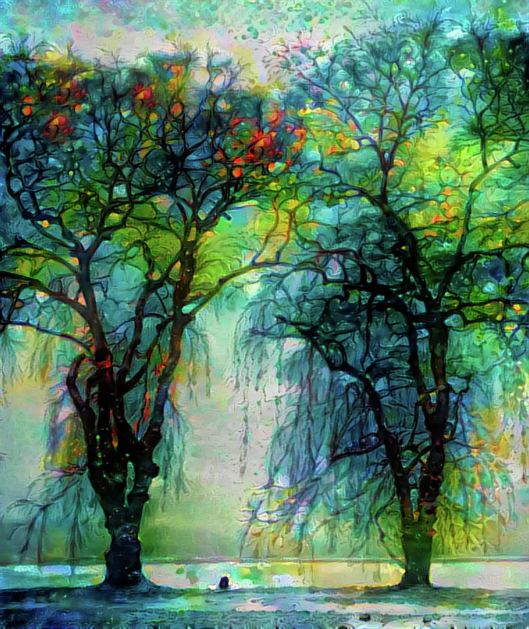 Two Trees Mixed Media by Lilia S