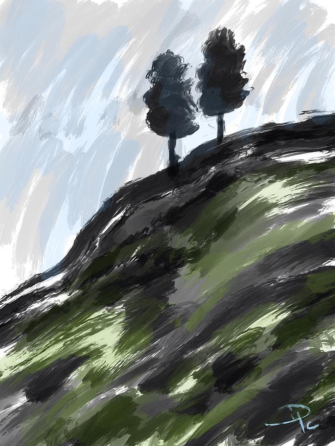 Two Trees On A Hill Digital Art by David G Paul