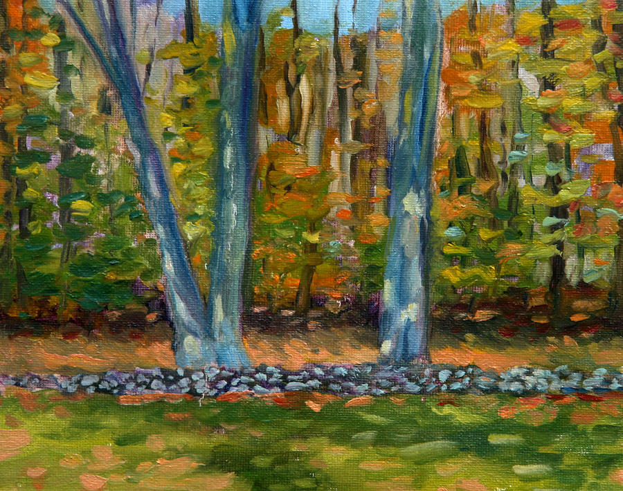 Two Trees Stone Wall Painting by Jane Simonson - Fine Art America