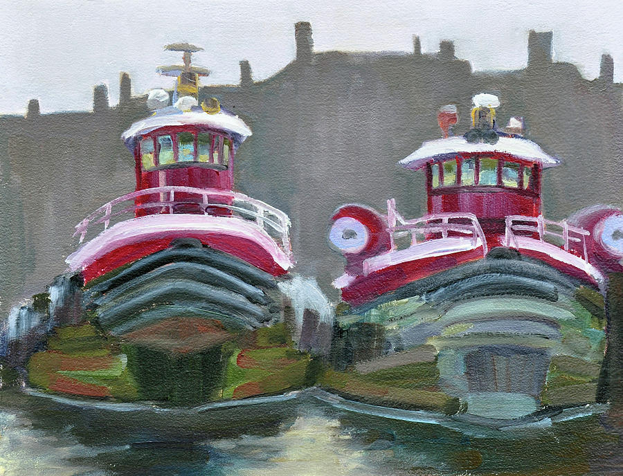 Two Tugs Painting by Mary Byrom - Fine Art America