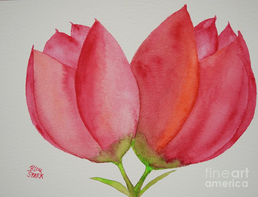 Two Tulips Painting by Barrie Stark