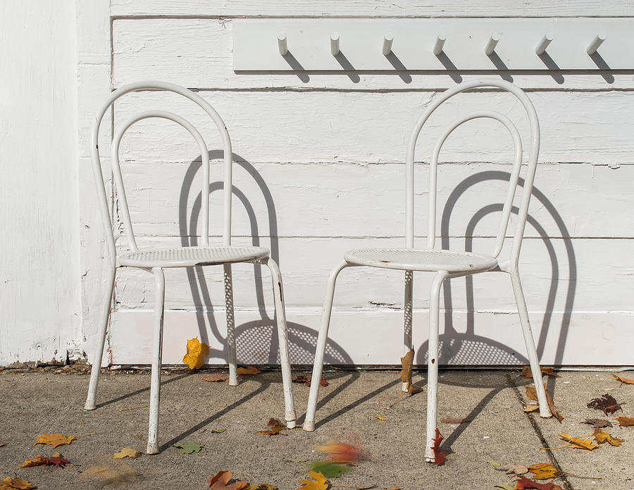 Two White Chairs And Autumn Wind Photograph by Gary Slawsky