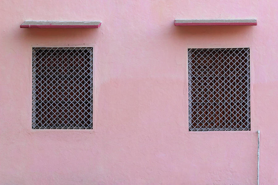 Two Windows on Pink Wall Photograph by Prakash Ghai