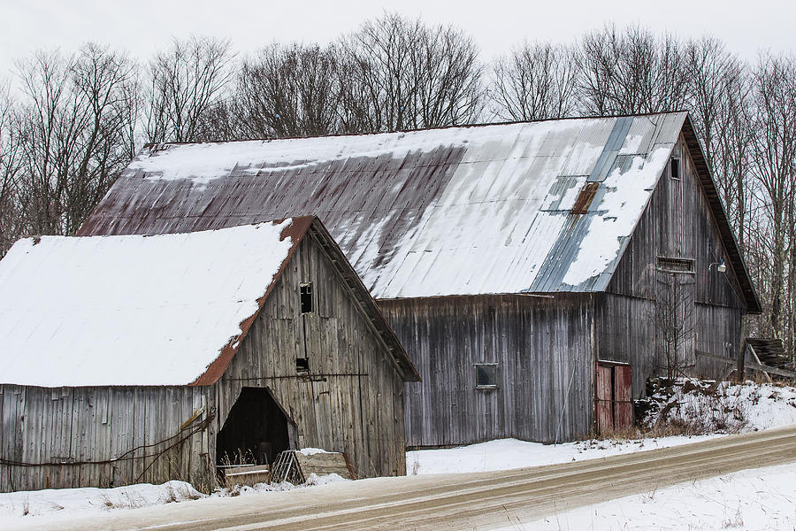 Two Winter Barns Photograph by Tim Kirchoff