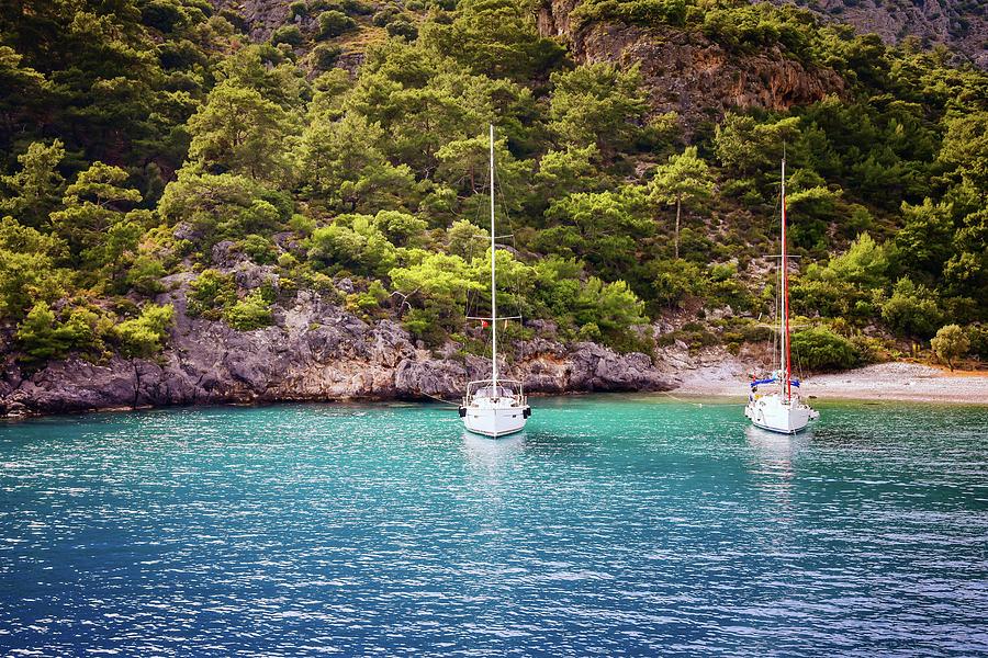 Two Yacht In Bay Photograph