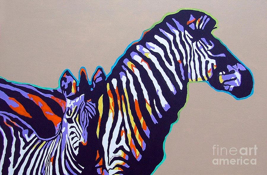 Abstract Painting - Two Zebras by Gail Zavala