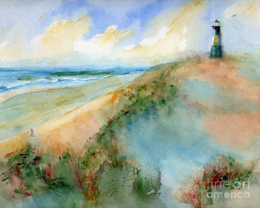 Tybee Dunes and Lighthouse Painting by Doris Blessington