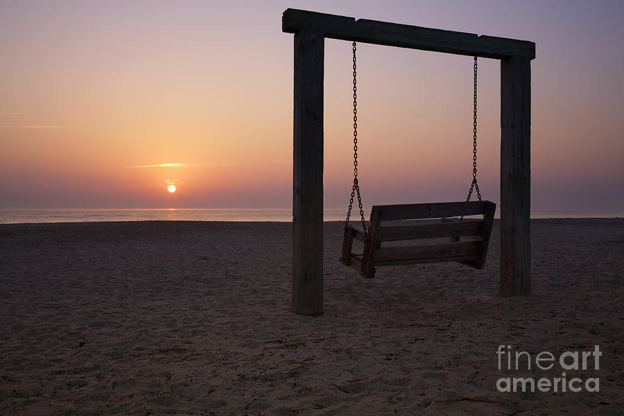 Tybee Island Beach Sunset With Swing Photograph