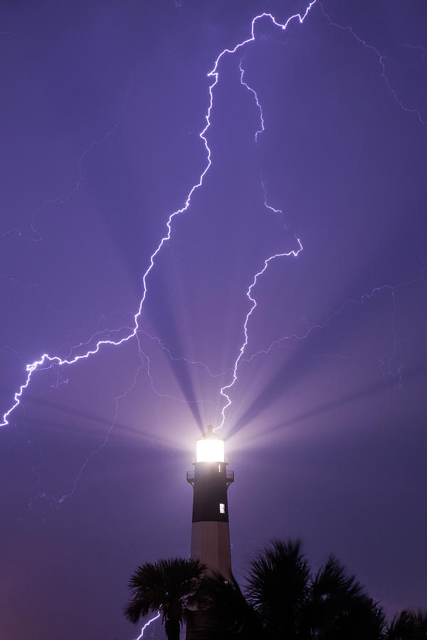 Tybee Island Lightning Left Photograph by Joe Kopp