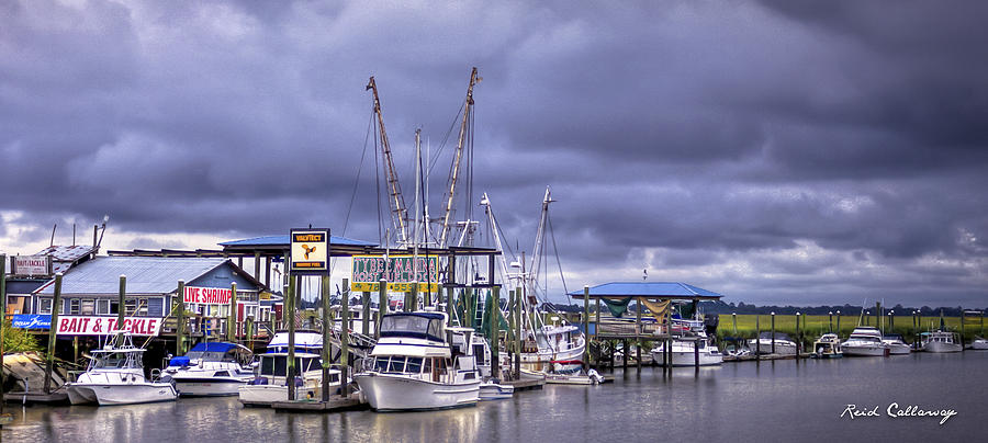 Stormy Day Tybee Marina Hoist Fuel Dock Photograph by Reid Callaway