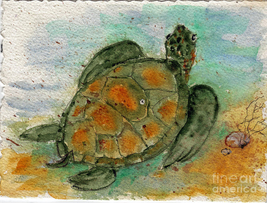 Turtle Painting - Tybee Sea Turtle by Doris Blessington