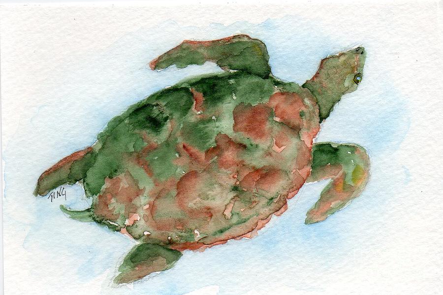Sea Turtles Painting - Tybee turtle by Doris Blessington