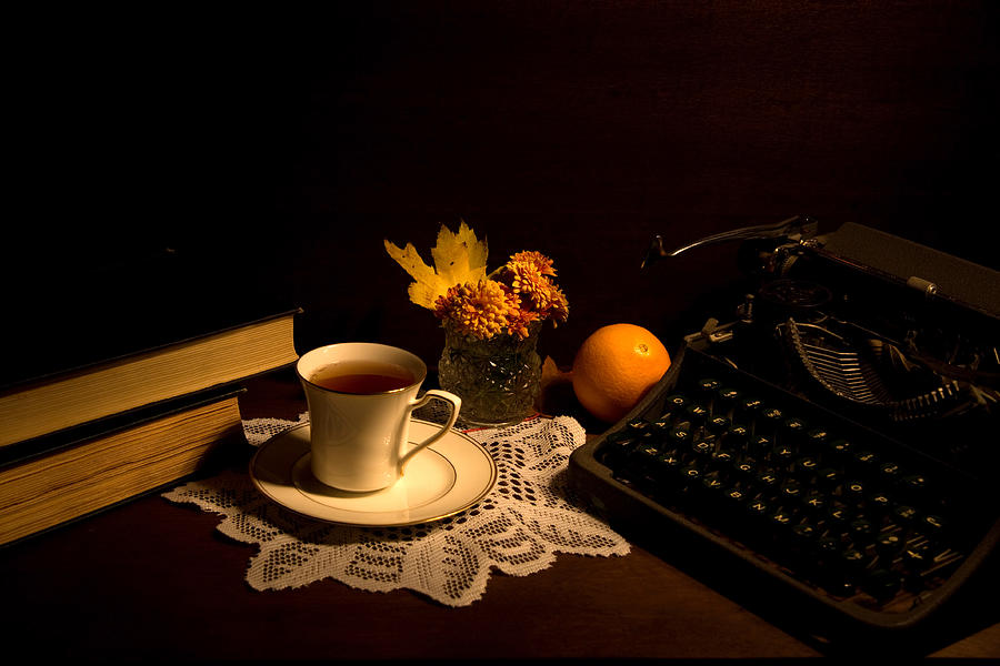 Typewriter and Tea Photograph by Levin Rodriguez