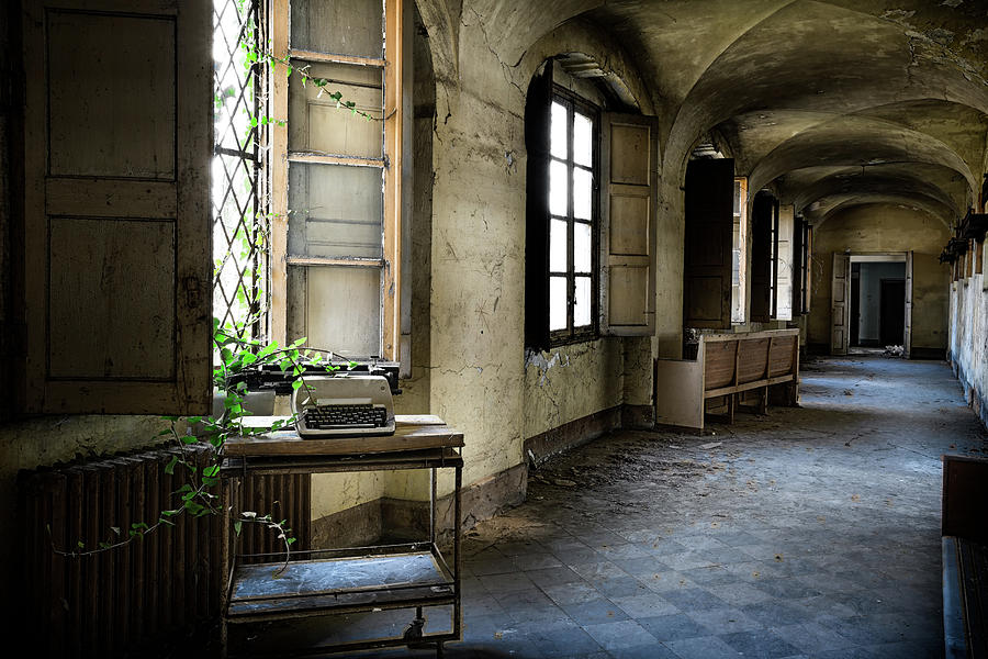 Typewriter Story Of Abandoned Building - Urbex Exploration Photograph by Dirk Ercken
