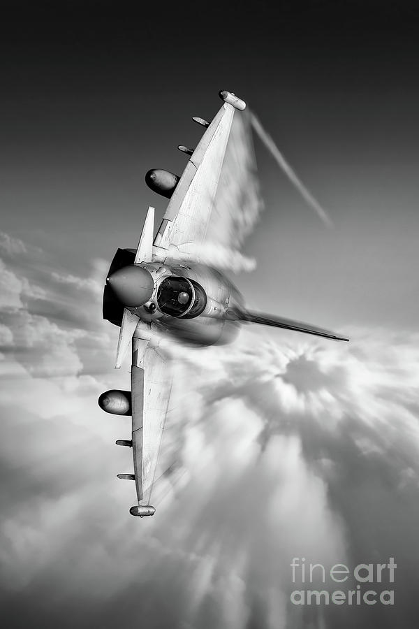 Jet Digital Art - Typhoon Knife Edge Mono by Airpower Art