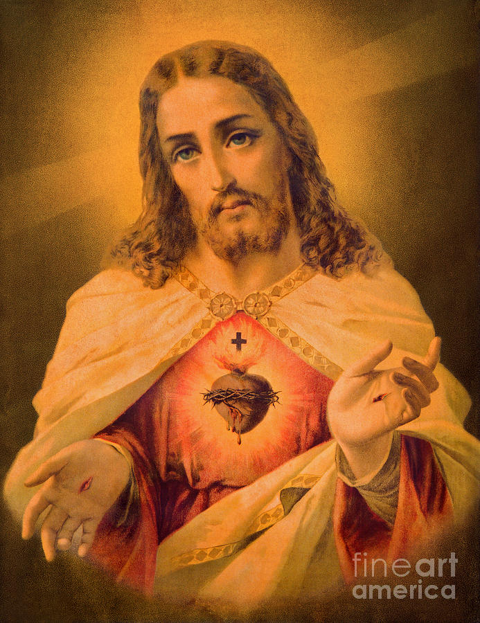 Typical catholic image of heart of Jesus Christ Photograph by Jozef ...
