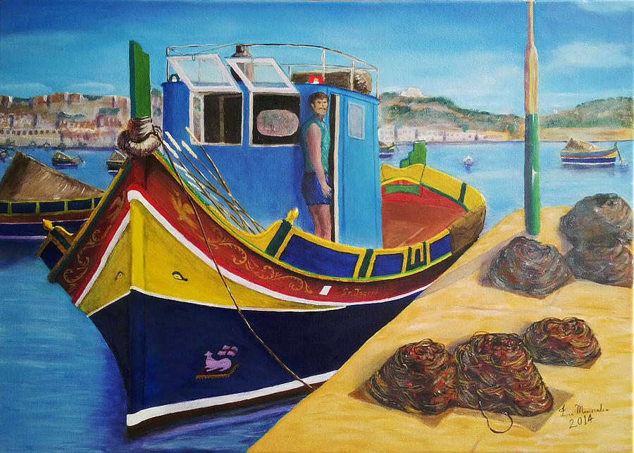 Summer Painting - Typical Maltese boat by Iven Maniscalco