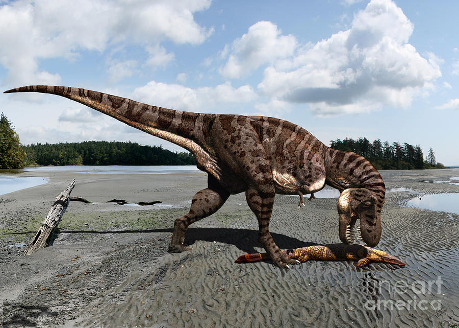 Dinosaur Digital Art - Tyrannosaurus Enjoying Seafood by Julius Csotonyi Dinosaur Digital Art - Tyrannosaurus Enjoying Seafood by Julius Csotonyi