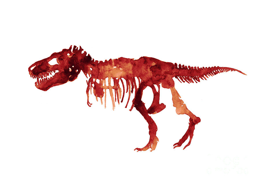 Skeleton Splatter Dinosaur ART PRINT T-Rex illustration Wall Art Jurassic 