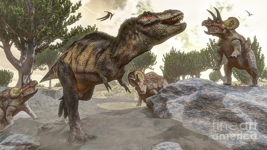 Dinosaur Digital Art - Tyrannosaurus Rex Tries To Escape by Elena Duvernay