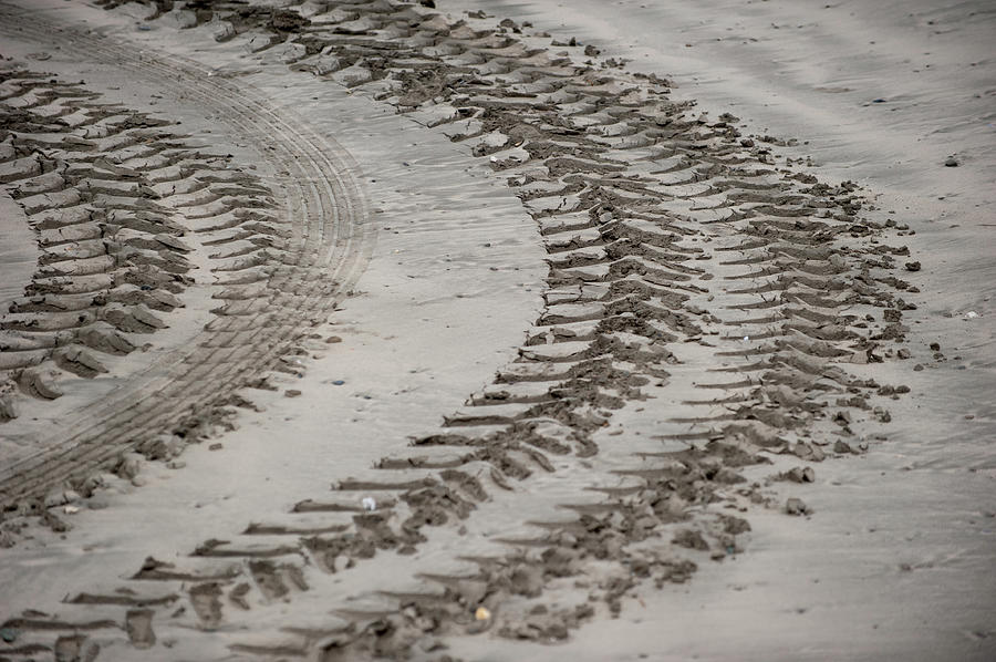 Tyre Tracks on the Beach Photograph by Helen Jackson