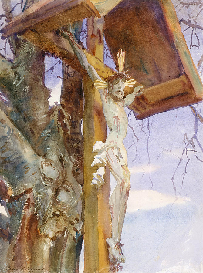 Tyrolese Crucifix Drawing by John Singer Sargent