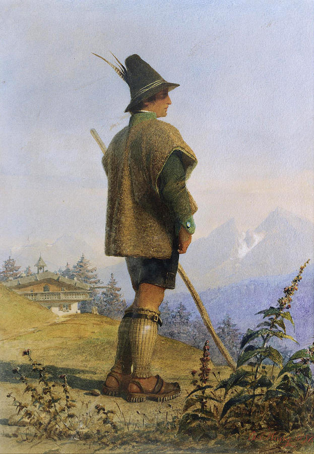 Tyrolese shepherd. Drawing by Carl Haag