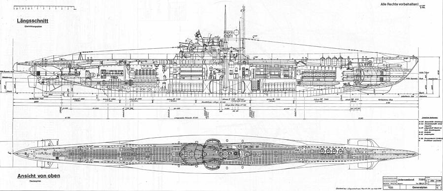 U-boat Cutaway Series Drawing by Aviation Heritage Press