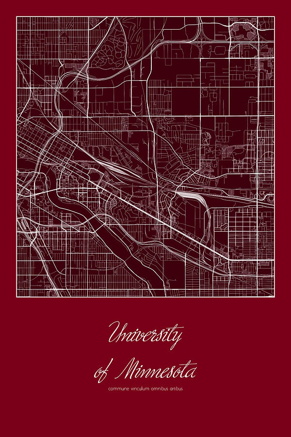 U of M Street Map - University of Minnesota Minneapolis Map Digital Art ...