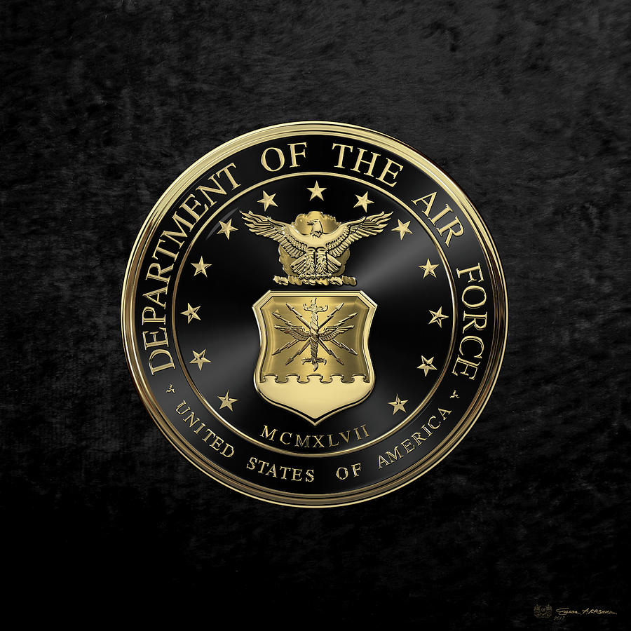 U. S.  Air Force  -  U S A F Emblem Black Edition over Black Velvet Digital Art by Serge Averbukh