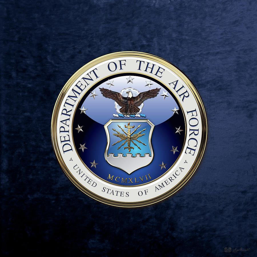 Military Digital Art - U. S.  Air Force  -  U S A F Emblem over Blue Velvet by Serge Averbukh