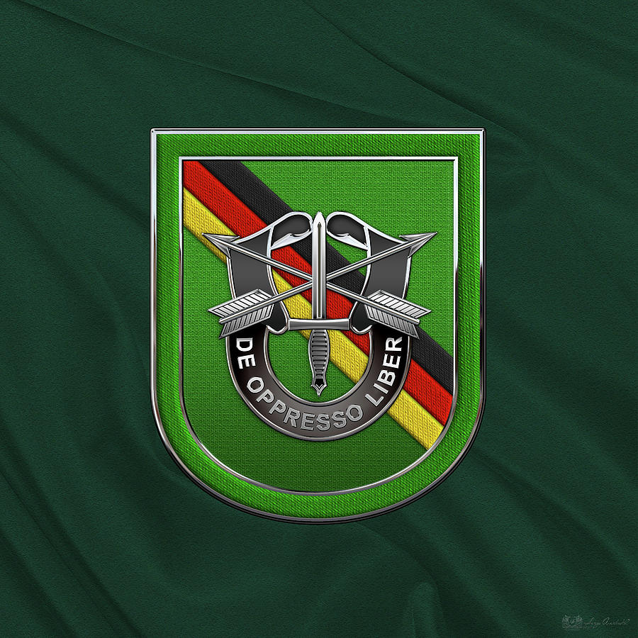 U. S.  Army 10th Special Forces Group Europe - 10 S F G  Beret Flash over Green Beret Felt Digital Art by Serge Averbukh