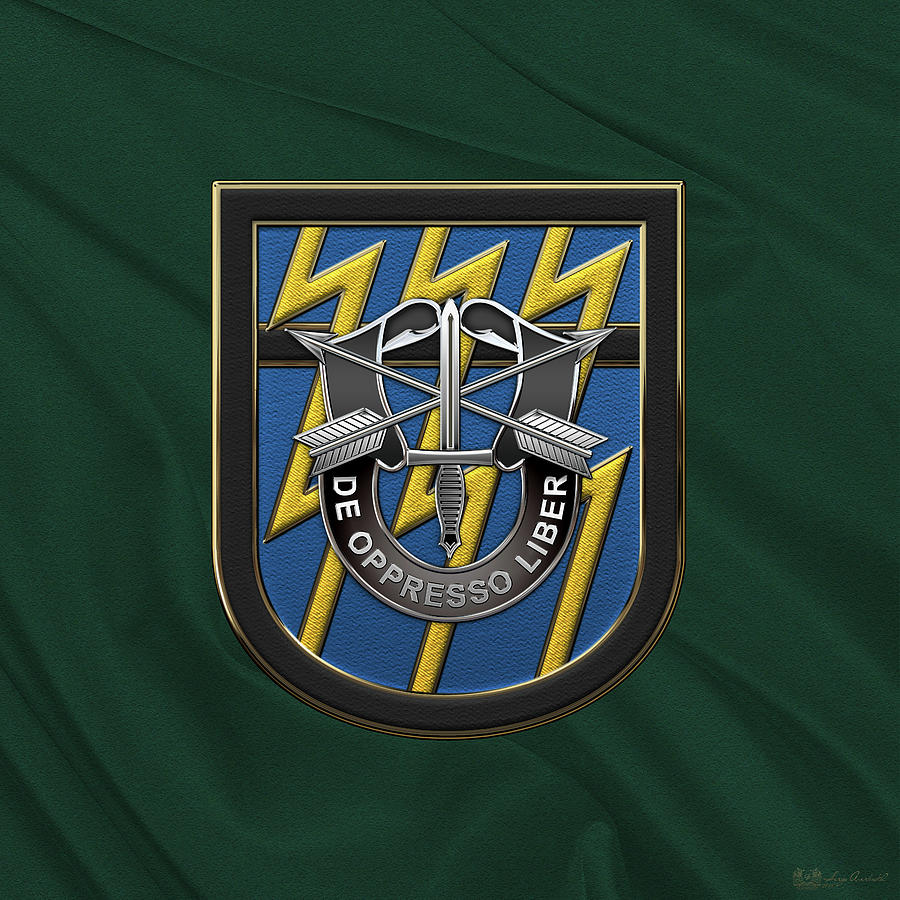 U. S.  Army 12th Special Forces Group - 12 S F G  Beret Flash over Green Beret Felt Digital Art by Serge Averbukh