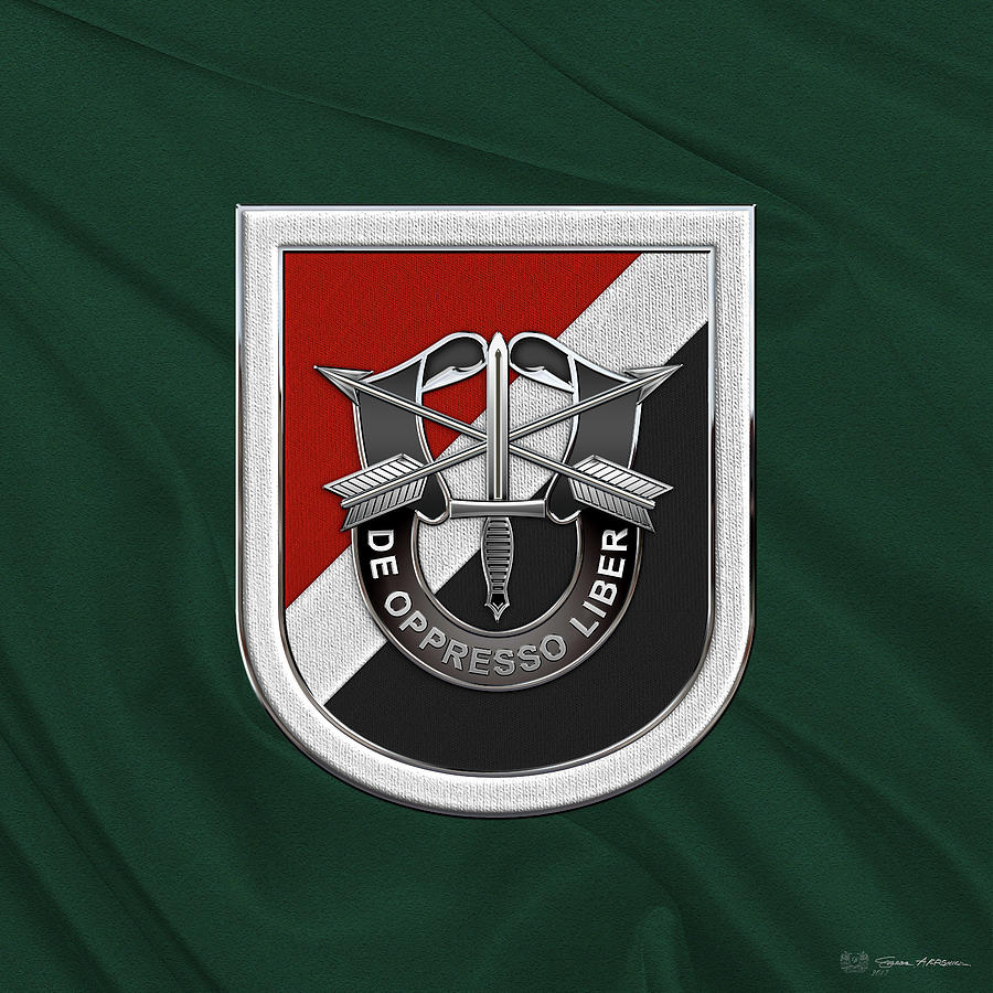 U. S.  Army 6th Special Forces Group - 6th S F G  Beret Flash over Green Beret Felt Digital Art by Serge Averbukh