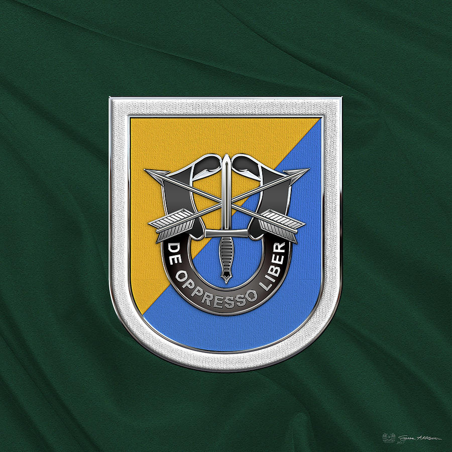 U. S.  Army 8th Special Forces Group - 8 S F G  Beret Flash over Green Beret Felt Digital Art by Serge Averbukh