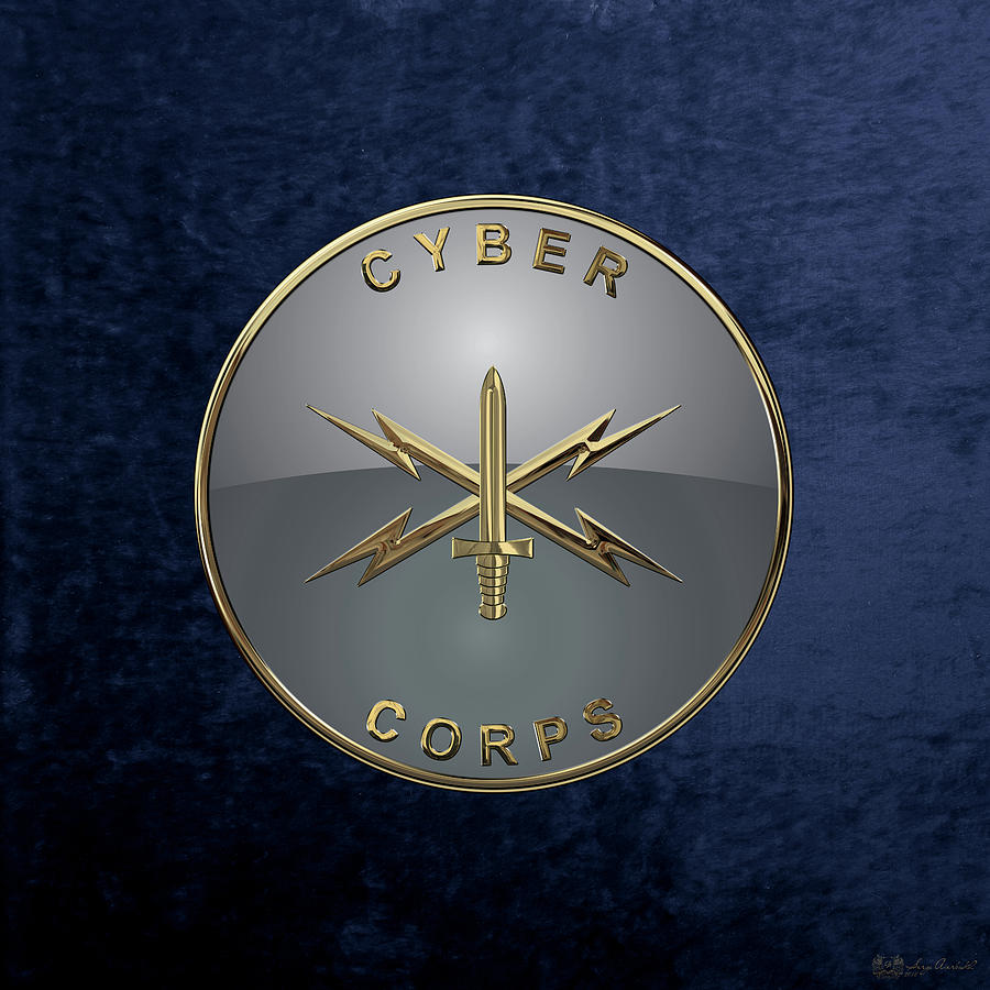 U. S. Army Cyber Corps - Branch Insignia Blue Velvet Digital Art by ...