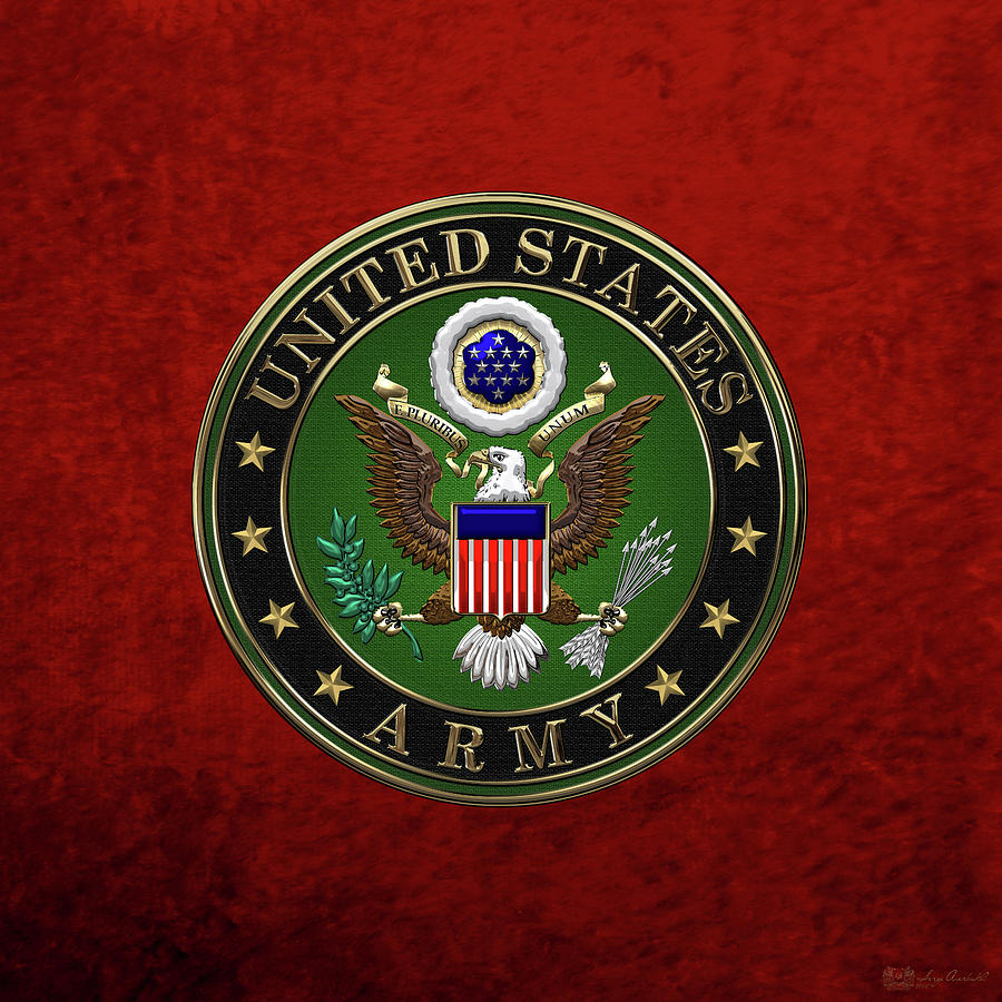 Military Digital Art - U. S.  Army Emblem over Red Velvet by Serge Averbukh